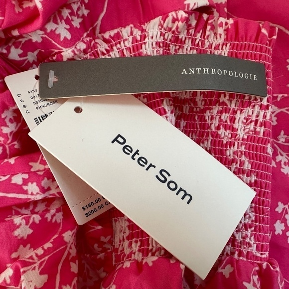 NWT Peter Som for Anthropologie Pink White Floral Midi Dress Women's size Small - Picture 14 of 14